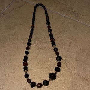 Elegant Black and Brown Beaded Necklace